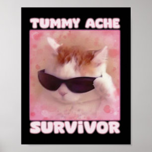 Tummy Ache Survivor Cat Funny Poster