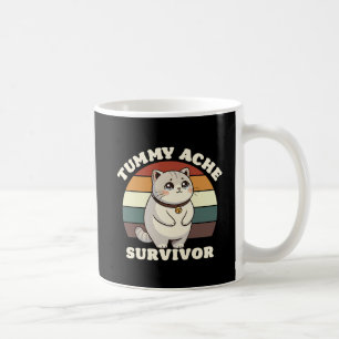 Tummy Ache Survivor Lustiger Trauriger Katze Retro Kaffeetasse