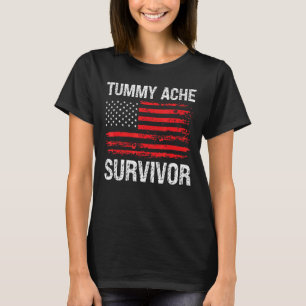 Tummy Ache Survivor Stomachache US Flag erschütter T-Shirt
