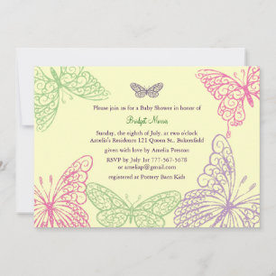 Tummy Flutters Baby shower Invitation jaune
