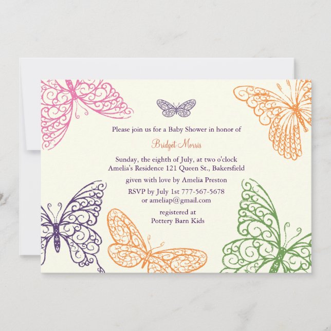 Tummy Flutters Baby shower ivoire Invitation (Devant)