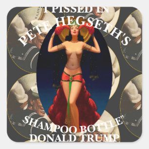 Tump hat PETE HEGSETHs Shampooflasche TRUMP HG bes Quadratischer Aufkleber