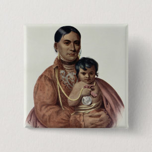 , Tun-Hon-Gehen eine Osage-Frau Button