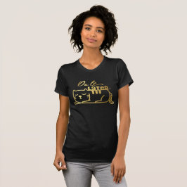 Tun Sie es neuere Katzen-goldenes schwarzes Shirt