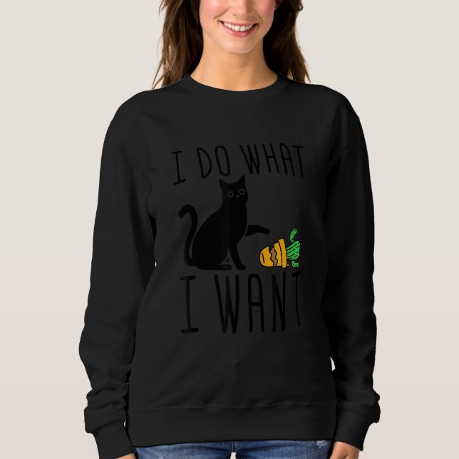 Tun Sie, was ich Niedliche schwarze Katzenkaktus G Sweatshirt (Vorderseite)