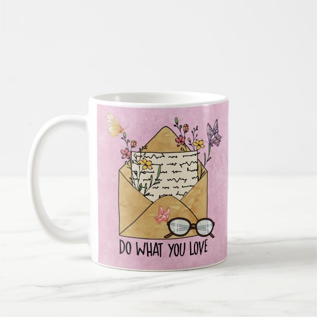 Tun Sie, was Sie Liebe Wildblumen Schmetterlinge B Kaffeetasse (Links)
