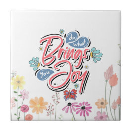 Tun Sie, was Sie zu Joy Floral und Butterfly Zitat Fliese