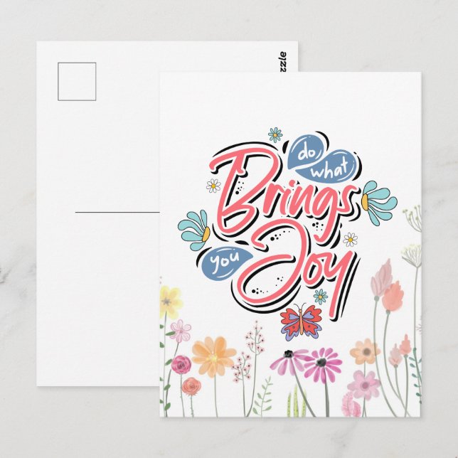 Tun Sie, was Sie zu Joy Floral und Butterfly Zitat Postkarte (Vorne/Hinten)