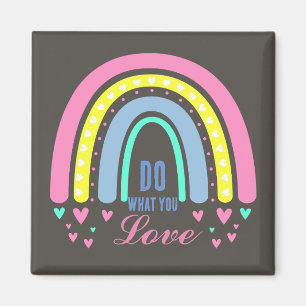 "TUN WAS SIE LIEBE" QUOTE BROWN RETRO BOHO RAINBOW MAGNET