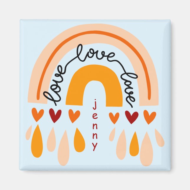 "TUN WAS SIE LIEBE" QUOTE BROWN RETRO BOHO RAINBOW MAGNET (Vorne)