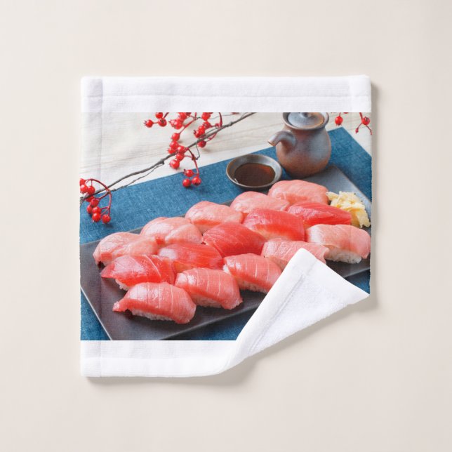 Tuna Symphony - Sushi Art Towel Badhandtuch Set (Waschlappen)