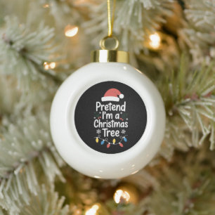 Tünche ich bin ein Weihnachtsbaum Santa Hut Lichte Keramik Kugel-Ornament