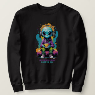 Tuned in Zoned out Coffee On Niedliche Alien Art Sweatshirt