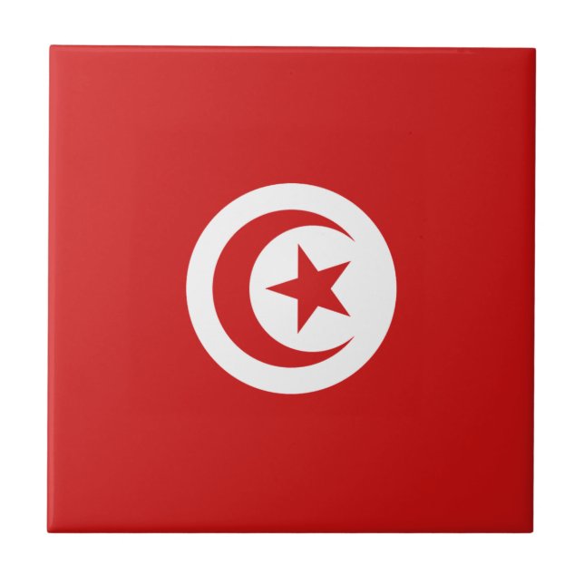 Tunesien Flag Keramik Tile Fliese (Vorderseite)