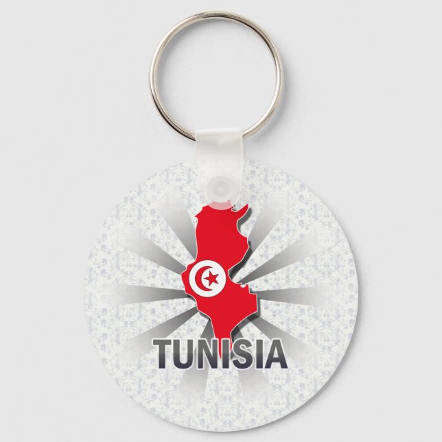 Tunesien Flag Map 2.0 Schlüsselanhänger (Vorderseite)