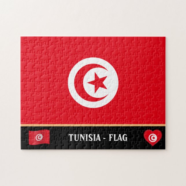 Tunesien - Flagge und Tunesien (Horizontal)