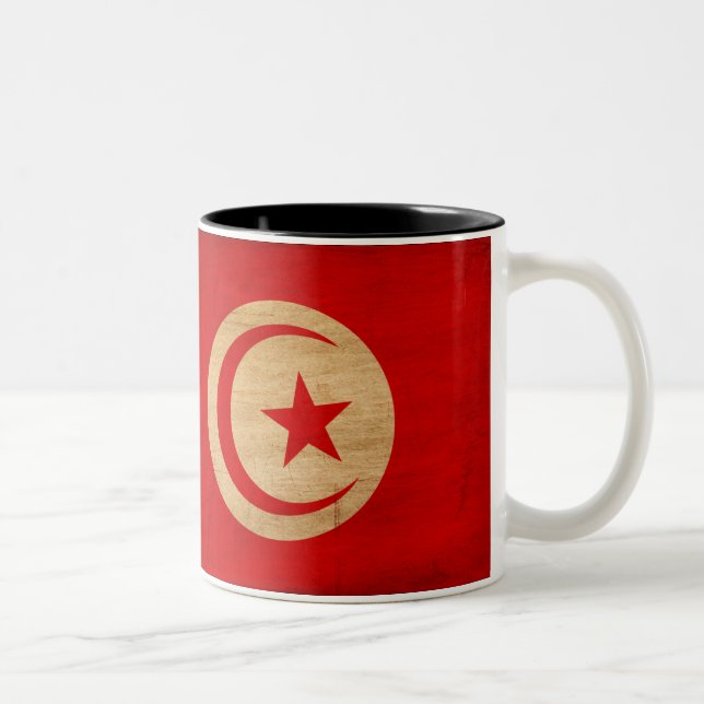 Tunesien-Flaggen-Tasse Zweifarbige Tasse (Rechts)
