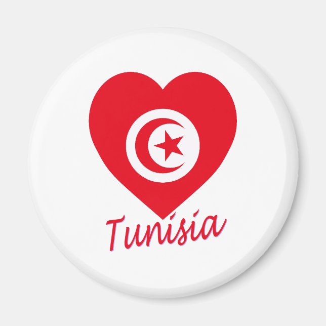 Tunesien Flaggenherz Magnet (Vorne)