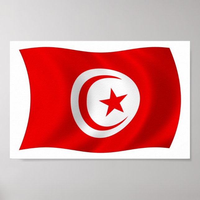 Tunesien Flaggenplakatdruck Poster (Vorne)