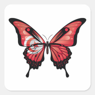 Tunesien Frack Butterfly Flag Quadratischer Aufkleber