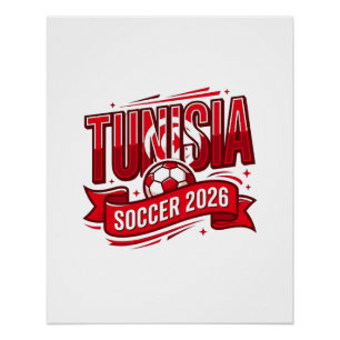 Tunesien Fußball 2026 Fußball Fett Land Typografie Poster