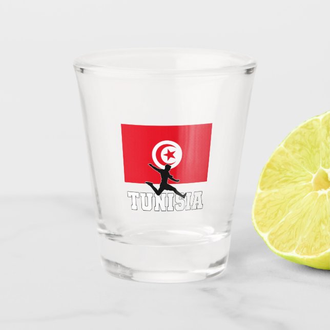 Tunesien Fußball Fußballnationalmannschaft Shootgl Schnapsglas (Vorderseite)