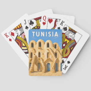 Tunesien Illustration Reise Kunst Vintage Spielkarten