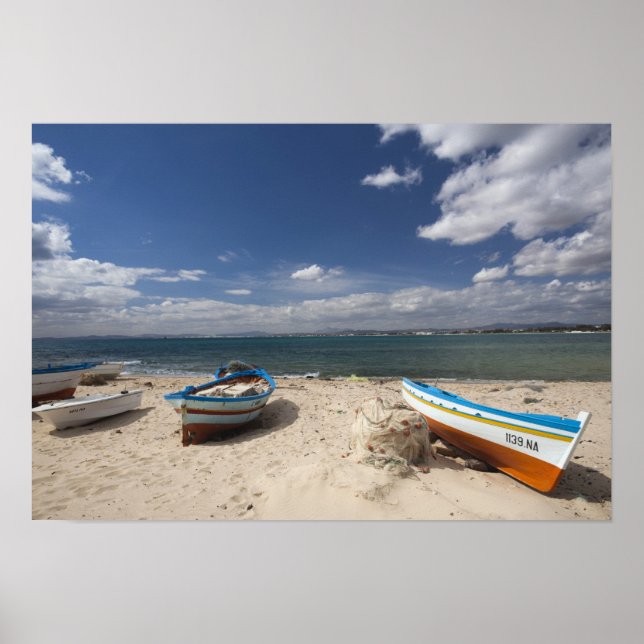 Tunesien, Kap Bon, Hammamet, Fischerboote auf Poster (Vorne)