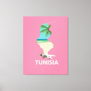 Tunesien Map Reiseplakat Leinwanddruck
