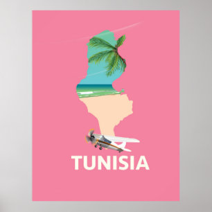 Tunesien Map Reiseplakat Poster