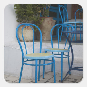 Tunesien, Sidi Bou Said, Caféstühle Quadratischer Aufkleber