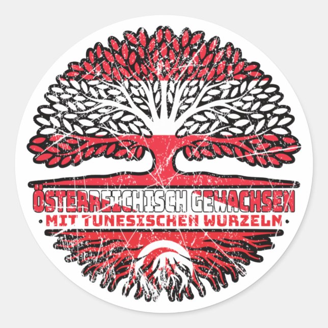 tunesien Tunesisch Österreichisch Österreich Baum Runder Aufkleber (Vorderseite)