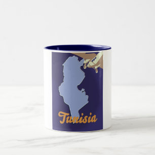 Tunesien Vintage Reiseprint Zweifarbige Tasse
