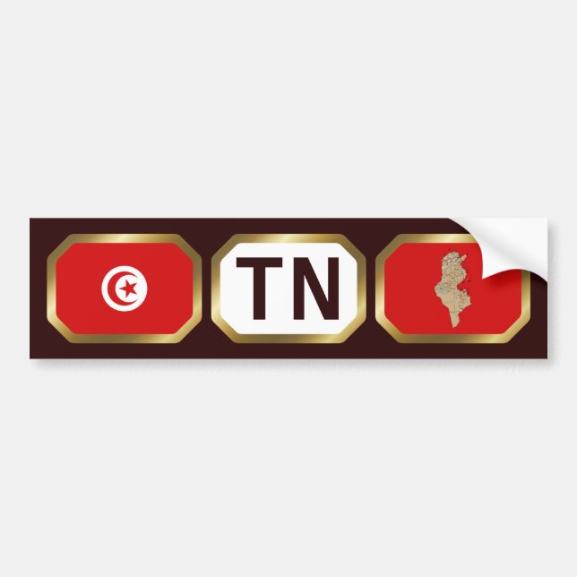 Tunesiens Autoaufkleber für Flaggenkarte (Vorne)