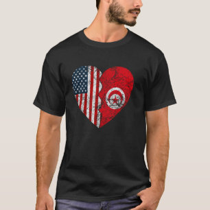 Tunesische amerikanische Flaggen Herz Vereinte Sta T-Shirt