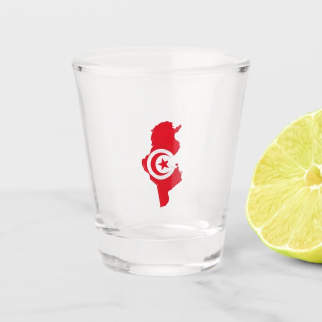 Tunesische Flagge und Karte Schnapsglas (Vorderseite)