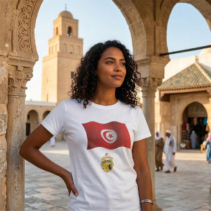 Tunesische Flagge und Wappen Patriotischer Tunesie T-Shirt