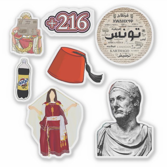 Tunesisches Erbe Collage Sticker Pack (Vorderseite)