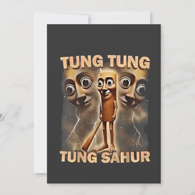 Tung tung sahur Brainrot Meme Einladung (Vorderseite)