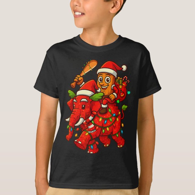 Tung Tung Sahur Riding Elephant Christmas Italian  T-Shirt (Vorderseite)