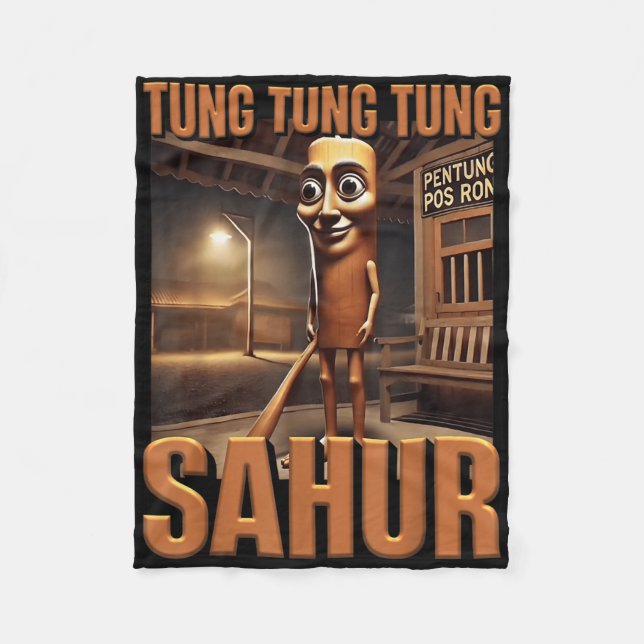 Tung Tung Tung Sahur Ai Monster Italienisches Brai Fleecedecke (Vorderseite)