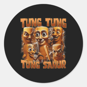 Tung Tung Tung Sahur Funny Italian Brainrot Meme B Runder Aufkleber