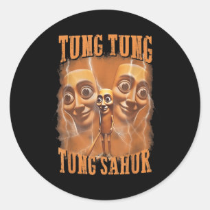 Tung Tung Tung Sahur Funny Meme Brainrot Spaß Gene Runder Aufkleber