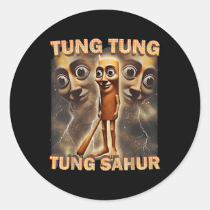 Tung Tung Tung Sahur Funny Meme Brainrot Spaß Gene Runder Aufkleber