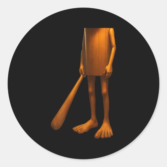 Tung Tung Tung Sahur Italienisches Brainrot Hallow Runder Aufkleber (Vorderseite)