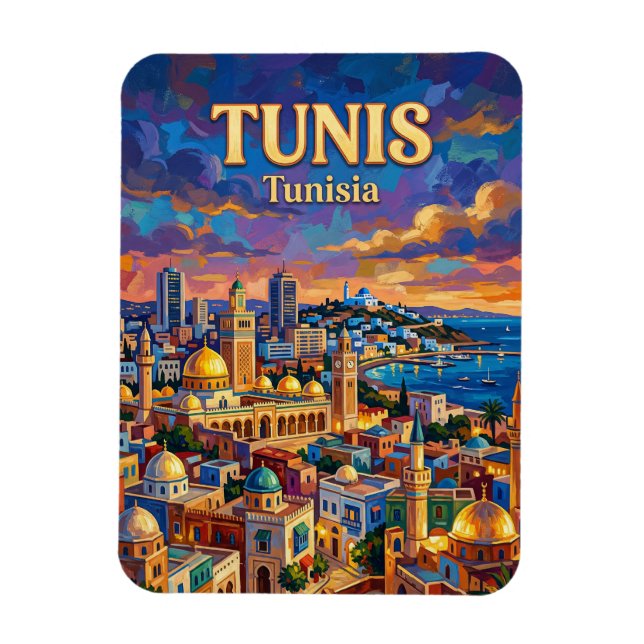 Tunis Skyline Tunesien Magnet (Vertikal)