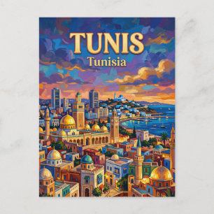 Tunis Skyline Tunesien Postkarte