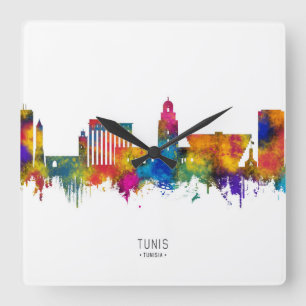 Tunis Tunesien Skyline Quadratische Wanduhr