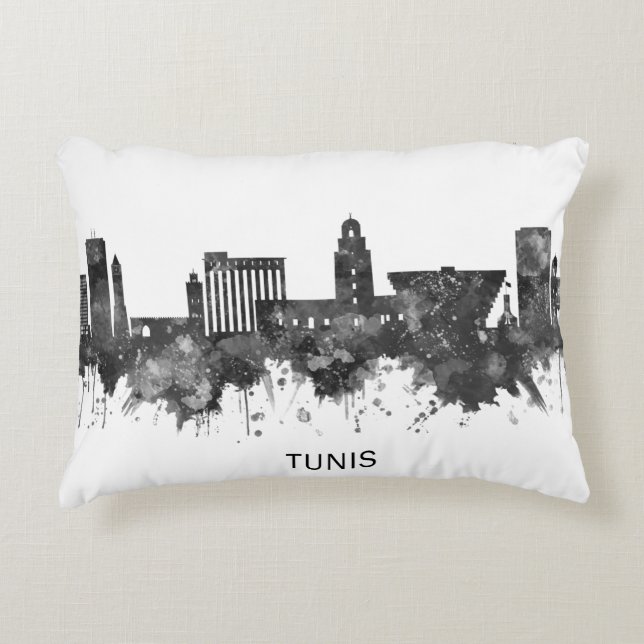 Tunis Tunis Skyline BW Dekokissen (Vorderseite)