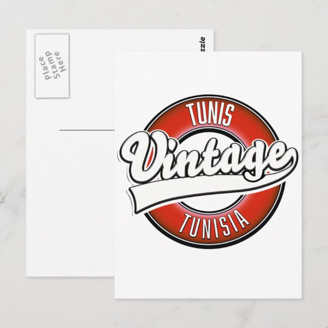 Tunis Tunis Vintages Logo Postkarte (Vorne/Hinten)